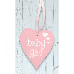'Baby Girl' Light Pink Wooden Heart Sign