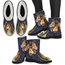 Load image into Gallery viewer, Amazing Collie Print Faux Fur Boots For Women-Free Shipping