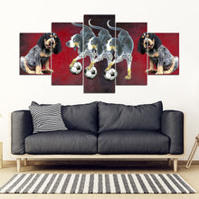 Load image into Gallery viewer, Bluetick Coonhound On Black and Red Print-5 Piece Framed Canvas- Free Shipping