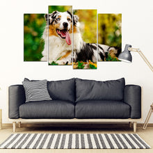 Load image into Gallery viewer, Australian Shepherd Dog Print New 5 Piece Framed Canvas- Free Shipping