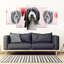 Load image into Gallery viewer, Bearded Collie Print-5 Piece Framed Canvas- Free Shipping