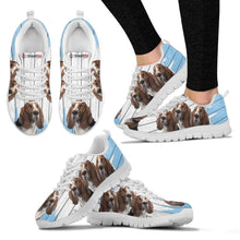 Load image into Gallery viewer, Basset Hound Blue White Print Sneakers For Women-Fee Shipping