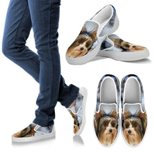 Load image into Gallery viewer, Biewer Terrier Print Slip Ons For Women- Express Shipping