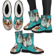 Load image into Gallery viewer, Australian Shepherd Print Faux Fur Boots For Women-Free Shipping