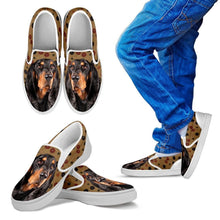 Load image into Gallery viewer, Black and Tan Coonhound Dog Print Slip Ons For Kids-Express Shipping
