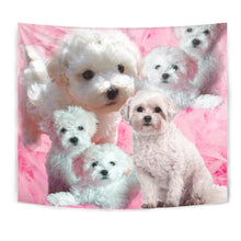 Load image into Gallery viewer, Bichon Frise On Pink Print Tapestry-Free Shipping