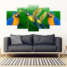 Load image into Gallery viewer, Blue And Yellow Macaw Parrot (Blue And Gold Macaw ) Print 5 Piece Framed Canvas- Free Shipping