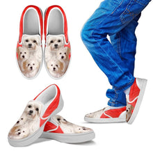 Load image into Gallery viewer, Bolognese Dog Print Slip Ons For Kids- Express Shipping