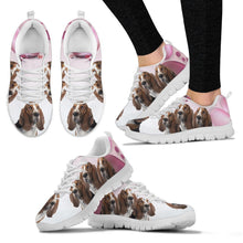 Load image into Gallery viewer, Basset Hound Pink White Print Running Shoes For Women-Free Shipping