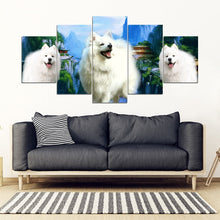 Load image into Gallery viewer, American Eskimo Print- Piece Framed Canvas- Free Shipping