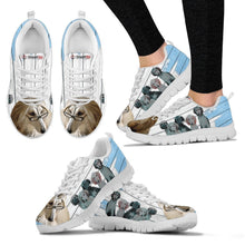 Load image into Gallery viewer, Afghan Hound With Puppies Blue White Print Sneakers For Women-Free Shipping