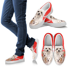 Load image into Gallery viewer, Bolognese Dog Print Slip Ons For Women- Express Shipping