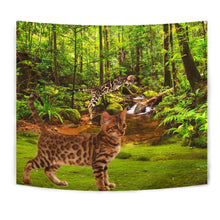 Load image into Gallery viewer, Bengal Cat In Jungle Print Tapestry-Free Shipping
