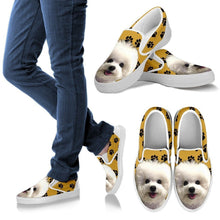 Load image into Gallery viewer, Bichon Frise Dog Print Slip Ons For Women-Express Shipping