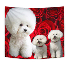 Load image into Gallery viewer, Bichon Frise On Rose Print Tapestry-Free Shipping