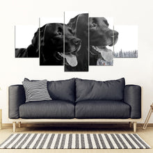 Load image into Gallery viewer, Black Labrador 5 Piece Framed Premium Canvas- Free Shipping