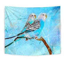 Load image into Gallery viewer, Blue Budgie Parrot Art Print Tapestry-Free Shipping