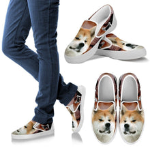 Load image into Gallery viewer, Akita Dog Print Slip Ons For Women- Express Shipping