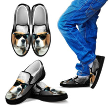 Load image into Gallery viewer, Beagle With Glasses Print Slip Ons For Kids(Black)- Limited Edition- Express Shipping