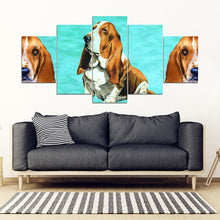 Load image into Gallery viewer, Basset Hound 5 Piece Framed Canvas- Free Shipping