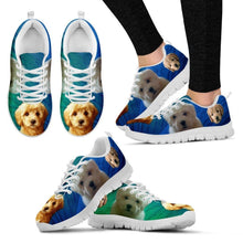 Load image into Gallery viewer, Beautiful Goldendoodle Print Sneakers For Women (White/ Black)- Free Shipping