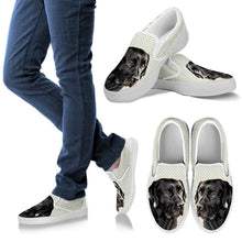 Load image into Gallery viewer, Black Labrador Print Slip Ons For Women-Express Shipping