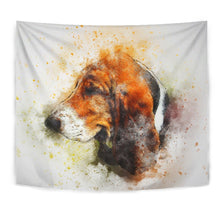 Load image into Gallery viewer, Basset Hound Dog Watercolor Art Print Tapestry-Free Shipping