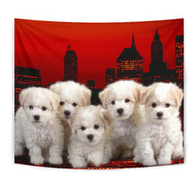 Load image into Gallery viewer, Bichon Frise Puppies On Red Print Tapestry-Free Shipping
