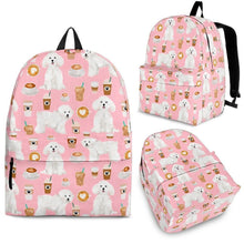 Load image into Gallery viewer, Bichon Frise On Red Fur Print Backpack- Express Shipping