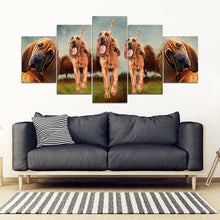 Load image into Gallery viewer, Bloodhound Dog Print-5 Piece Framed Canvas- Free Shipping