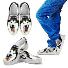 Load image into Gallery viewer, Alaskan Malamute Dog Print Slip Ons For Kids- Express Shipping