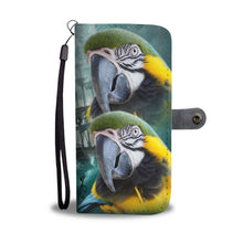 Load image into Gallery viewer, Blue and Yellow Macaw Print Wallet Case-Free Shipping