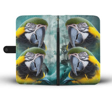 Load image into Gallery viewer, Blue and Yellow Macaw Print Wallet Case-Free Shipping