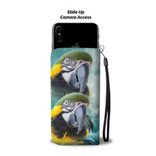 Load image into Gallery viewer, Blue and Yellow Macaw Print Wallet Case-Free Shipping