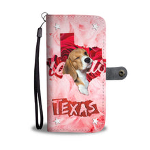 Load image into Gallery viewer, Beagle On Pink Print Wallet Case- Free Shipping-TX State
