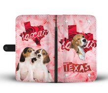 Load image into Gallery viewer, Beagle On Pink Print Wallet Case- Free Shipping-TX State