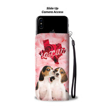Load image into Gallery viewer, Beagle On Pink Print Wallet Case- Free Shipping-TX State