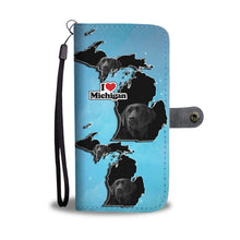 Load image into Gallery viewer, Black Labrador Print Wallet Case-Free Shipping-MI State