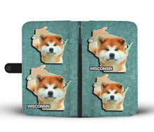 Load image into Gallery viewer, Akita Dog Print Wallet Case-Free Shipping-WI State