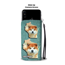 Load image into Gallery viewer, Akita Dog Print Wallet Case-Free Shipping-WI State
