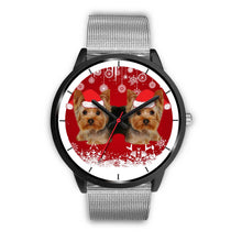 Load image into Gallery viewer, Black Dial-Yorkshire Terrier (Yorkie) Christmas Print Wrist Watch-Free Shipping