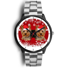 Load image into Gallery viewer, Black Dial-Yorkshire Terrier (Yorkie) Christmas Print Wrist Watch-Free Shipping