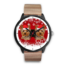 Load image into Gallery viewer, Black Dial-Yorkshire Terrier (Yorkie) Christmas Print Wrist Watch-Free Shipping