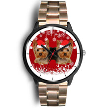 Load image into Gallery viewer, Black Dial-Yorkshire Terrier (Yorkie) Christmas Print Wrist Watch-Free Shipping