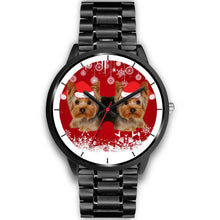 Load image into Gallery viewer, Black Dial-Yorkshire Terrier (Yorkie) Christmas Print Wrist Watch-Free Shipping