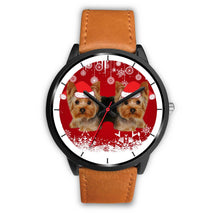 Load image into Gallery viewer, Black Dial-Yorkshire Terrier (Yorkie) Christmas Print Wrist Watch-Free Shipping