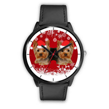 Load image into Gallery viewer, Black Dial-Yorkshire Terrier (Yorkie) Christmas Print Wrist Watch-Free Shipping