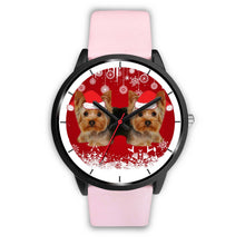 Load image into Gallery viewer, Black Dial-Yorkshire Terrier (Yorkie) Christmas Print Wrist Watch-Free Shipping