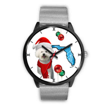 Load image into Gallery viewer, Bichon Frise On Christmas Florida Wrist Watch-Free Shipping