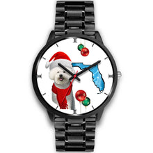 Load image into Gallery viewer, Bichon Frise On Christmas Florida Wrist Watch-Free Shipping